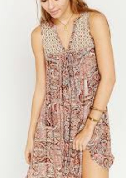 Ecote Girly Earthy gauze true blue frock mini Boho dress size small - Picture 1 of 8